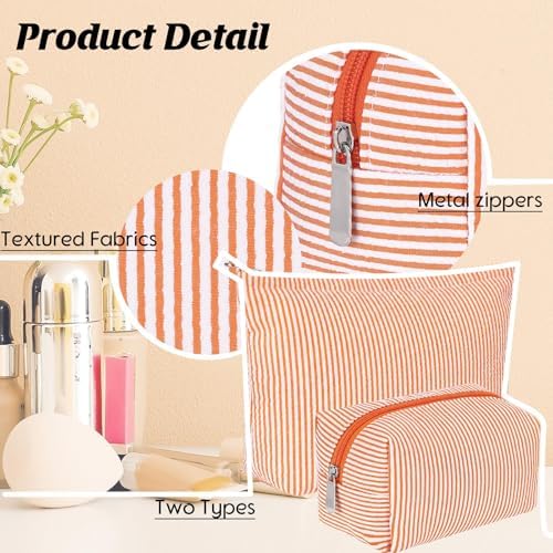 Huhumy 2 Pcs Makeup Bag Set for Women, Thin Stripe - Image 4