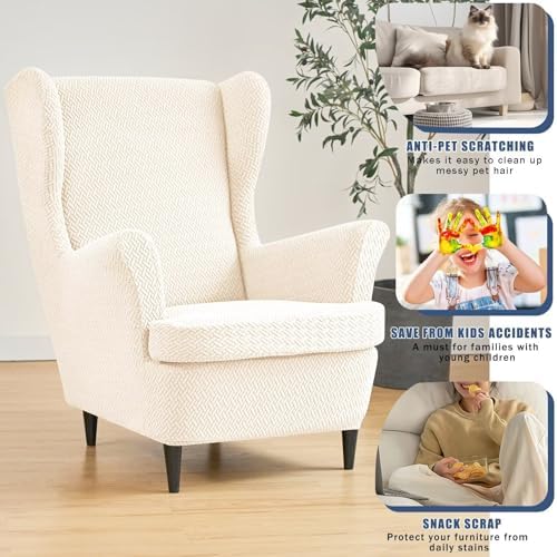 NILUOH Wingback Chair Covers 2-Piece, Armchair Slipcovers - Image 4