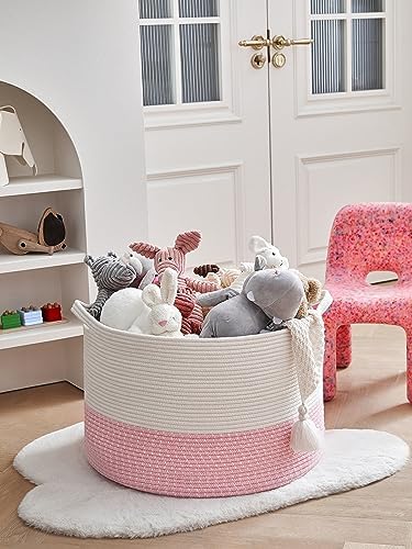 R RUNKA Extra Large Cotton Rope Basket 22" x 14"| Toy Basket - Image 4