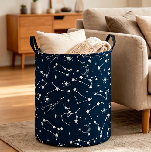 CLOCOR Large Blue Round Laundry Hamper, Waterproof Storage Basket, Gift Basket - Image 4