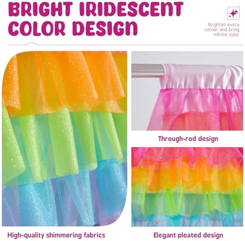 Besutolife Rainbow Valance Curtains Girls Valances - Image 3