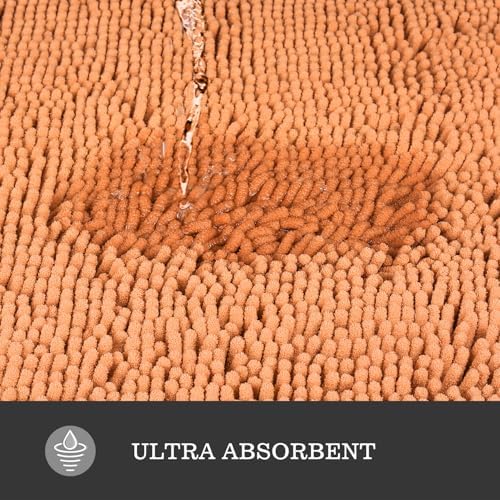 Yeaban Chenille Peach Bathroom Rug 30"x50", Non-Slip Rubber Backing - Image 5