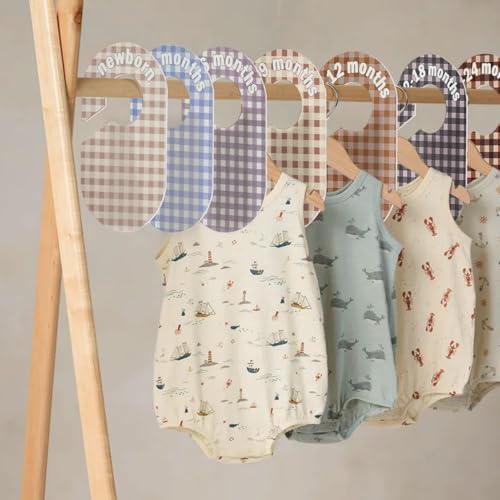 Baby Closet Divider, Baby Wardrobe Organizer, Double-Sided Pastel Gingham Design - Image 2
