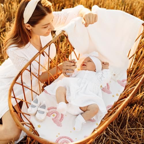 Baby Bassinet Sheets 4 Pack, Fits Rectangle Round Oval Hourglass Mattress - Image 6