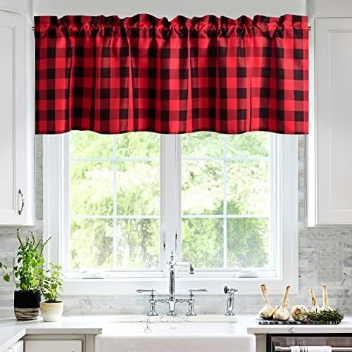 Hiasan Buffalo Plaid Curtains Valances, 52W x 18L, 1 Panel by Hiasan