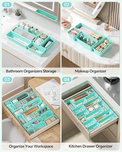 Canfanni 13 Pack Plastic Drawer Organizers Set, 3 Sizes Desk Drawer Organizer - Image 5