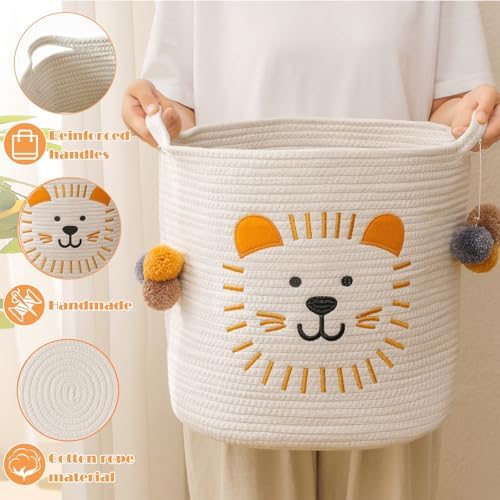 Large Blanket Baskets for Living Room Decor, Toy Storage Baskets Woven Cotton - Image 6