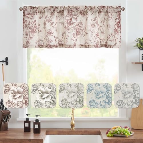 Vangao Floral Valances for Windows Alice Red W50 X 16L 1 Panel - Image 2