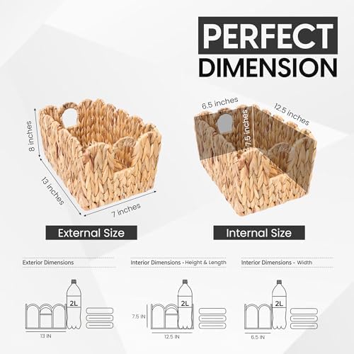 ByteX Scalloped Basket Set Water Hyacinth Wicker Storage Baskets - Image 5
