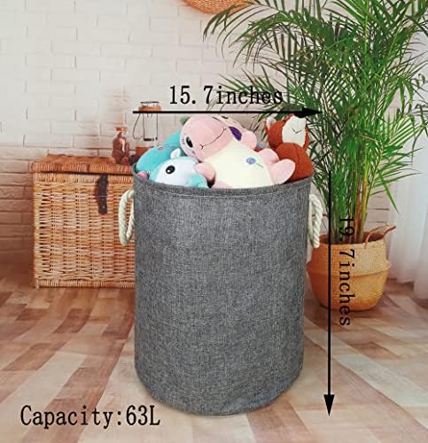 Round Laundry Basket Storage Bins Nursery Hamper Gift Baskets - Image 2