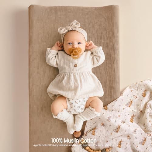 lulumoon Muslin Changing Pad Cover: 32x16 Fit Standard Rectangle Pad - Image 4