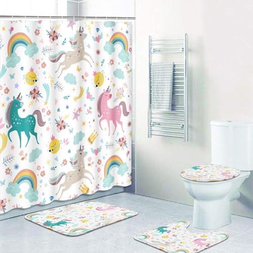 Britimes Bathroom Sets with Shower Curtain and Rugs by Britimes