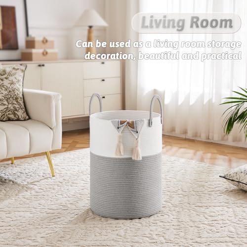 Artfeel Laundry Basket, Woven Cotton Rope Laundry Hamper, 40L - Image 5