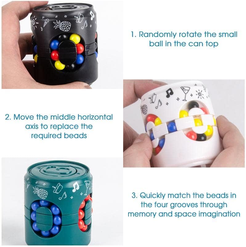Magic Cube and Fidget Spinner, Rotating Fidget Cube Toy Set, Idea ADHD Fidget Toys, Adult Fidget Spinner for Anxiety Relief Therapy, Fidget Pack Great Gift for Adults Teens Boys Kids (Blue)