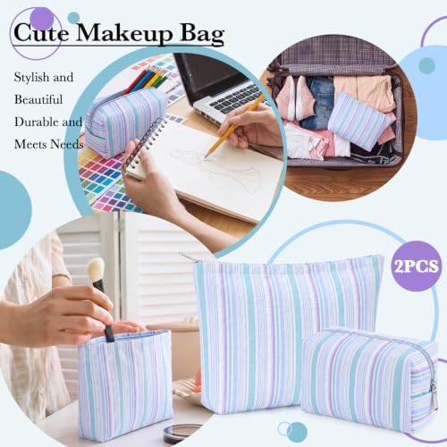 Huhumy 2 Pcs Makeup Bag Set for Women, Color Stripe - Image 6