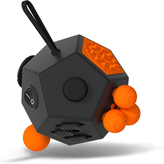 Fidget Dodecagon –12-Side Fidget Toys Cube Relieves Stress and Anxiety Anti Depression Cube for Children and Adults with ADHD ADD OCD Autism (A1 Black)