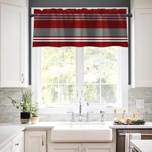 Emvency Valances for Windows, 2 Pack, 52x18 Inch, Striped Red - Image 7
