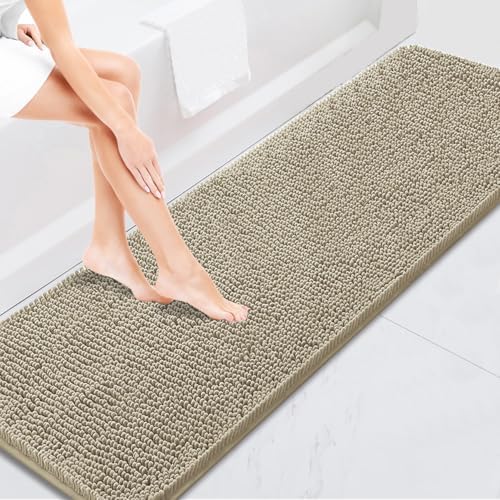 BOANKODU Bathroom Rugs 47x24, Extra Soft Absorbent Chenille Bath Rugs, PVC by BOANKODU
