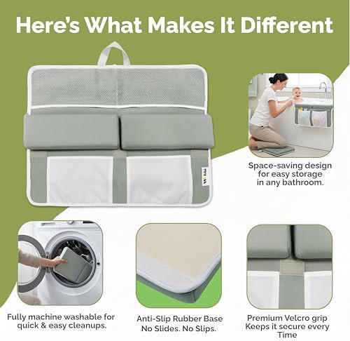 Wobbi Baby Bath Kneeler and Elbow Rest Pad Set | Extra Thick Memory Foam Support - Image 4