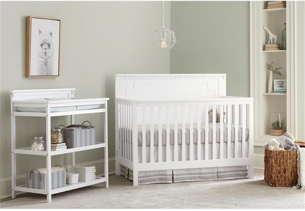 Pemberly Row Modern Wood Convertible Crib Panel in White Finish