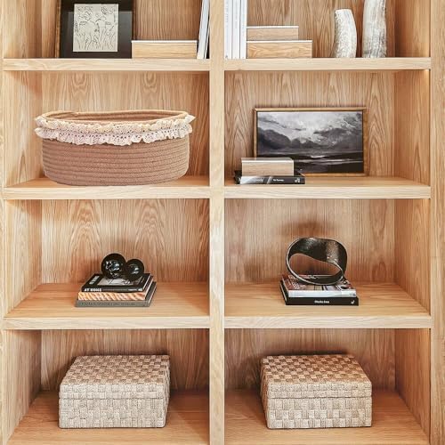 Basket for Gifts Empty, Small Brown Storage Basket for Shelves - Image 6