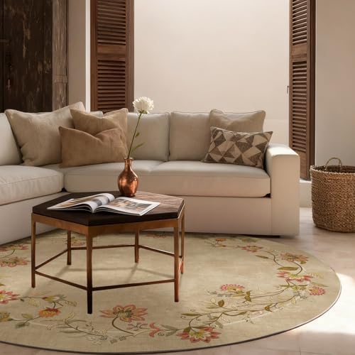 Washable Living Room Round Rug: 4ft Circle Rugs - Image 4