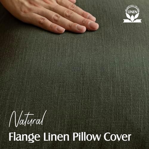 Foindtower Linen Solid Decorative Throw Pillow Cover 26x26 Inch Dark Green - Image 2