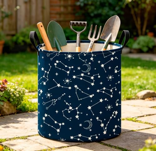 CLOCOR Large Blue Round Laundry Hamper, Waterproof Storage Basket, Gift Basket - Image 3