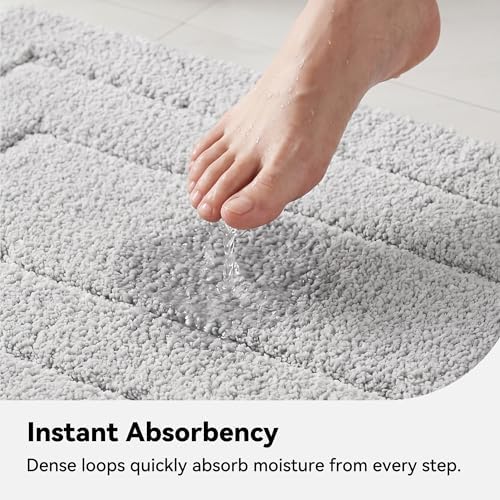 GRANNY SAYS Gray Bathroom Rug 20" x 30", Non-Slip Microfiber Bath Mat - Image 4
