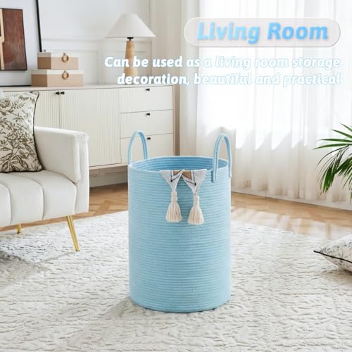 Laundry Basket, Woven Cotton Rope Laundry Hamper, 80L - Image 2