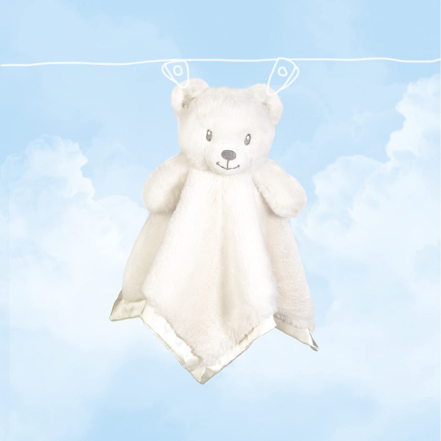 Bear Security Blanket Soft Baby Lovey Fluffy Blanket Unisex Lovie Snuggle Toy Baby Bear Stuffed Gift for Newborn, Boys and Girls, 13.5 Inch