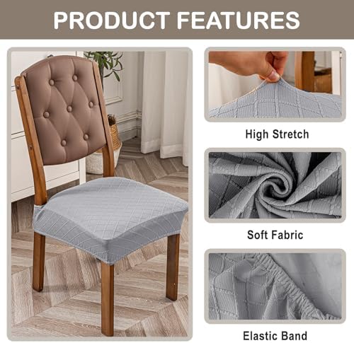 Genina Waterproof Chair Covers for Dining Room, Light Gray - Image 4