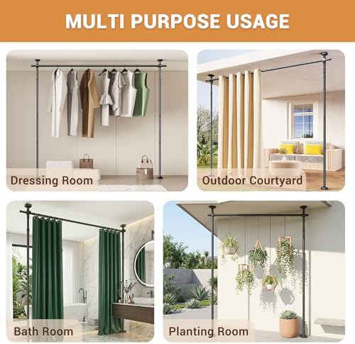 Room Divider Curtain Rod, No Drilling Adjustable Space Partition, Heavy Duty - Image 6