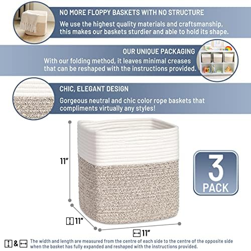 NaturalCozy Storage Cubes 11 Inch Cotton Rope Woven Baskets - Image 2