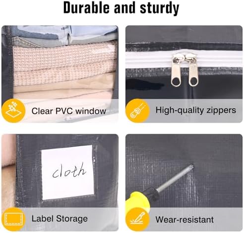 Blanket Storage Bags 6 Pack 90L Clothes Closet Organizer Containers PE - Image 3