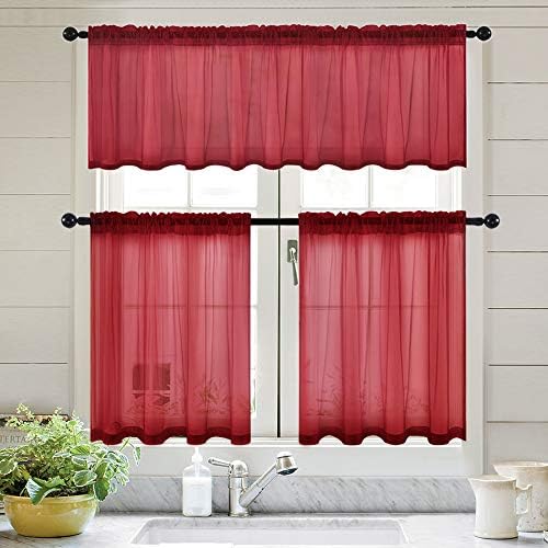 MIULEE Burgundy Red Window Valance 1 Panel 60W x 18L - Image 6