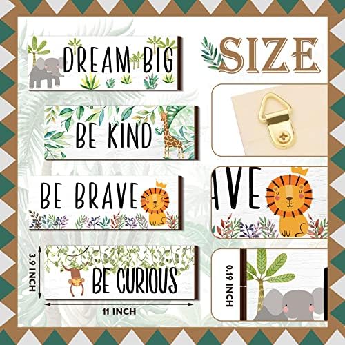 4 Pieces Woodland Nursery Decor Safari wall art Be kind brave curious Cute - Image 3