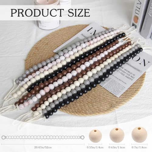 Hion 4 Pcs Boho Curtain Tiebacks, Wood Beads Curtain Holdbacks, Outdoor - Image 2