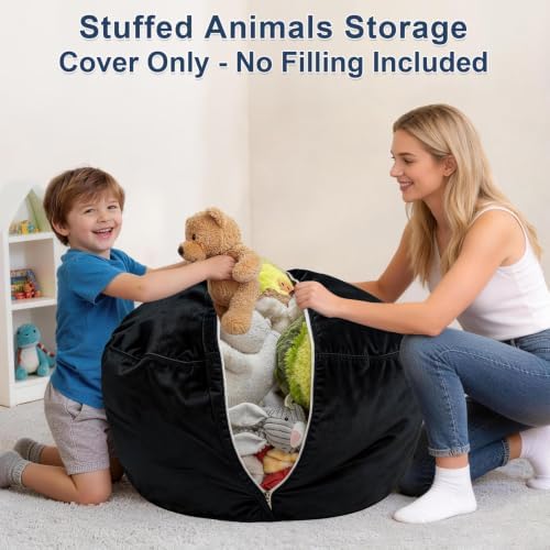 Lukeight Stuffed Animals Storage Bean Bag Chair Cover - Image 4
