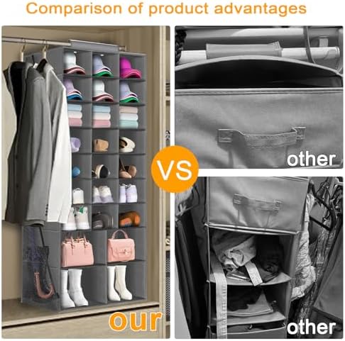 Hanging Shoe Organizer for Closet, Closet Hanging Shoe Storage Rack Holder - Image 6
