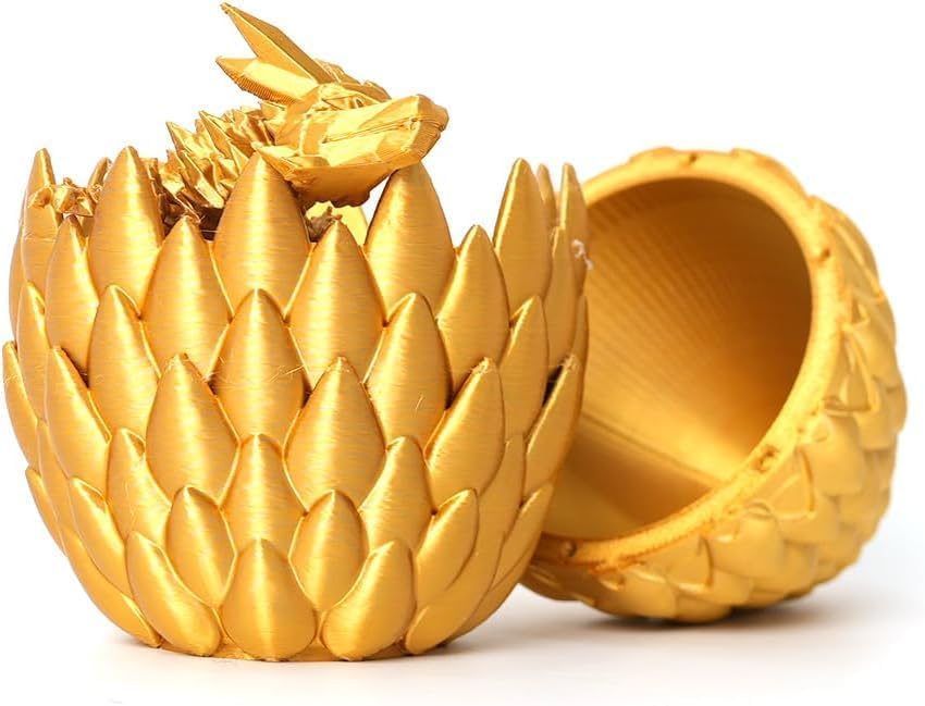 12inch 3D Printed Dragon Egg,Mystery Crystal Dragon Fidget Toys,Articulated Dragon,Home Desk Decor Easter Surprise Dinosaur Eggs,Adults Fidget Toys for Autism/ADHD (Yellow)