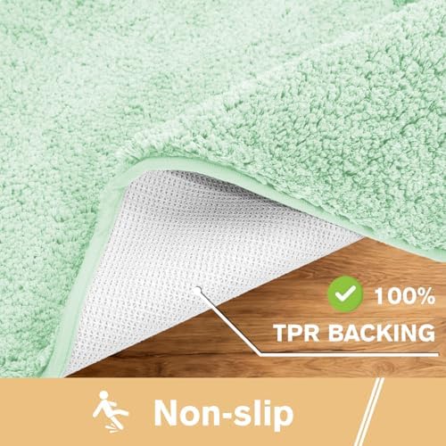 Polyester Bathroom Rug 24"x40" Light Green, Non-Slip Soft Bath Mat - Image 5