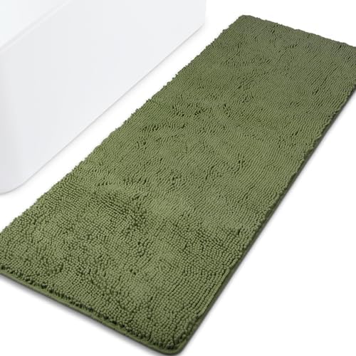 Yeaban Chenille Sage Bathroom Runner Rug 24"x72" by Yeaban