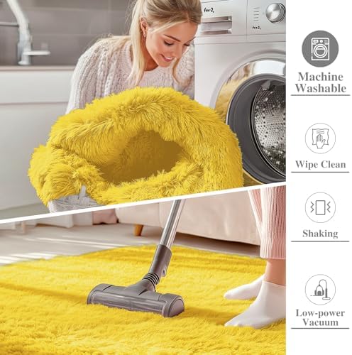 OLANLY 2x3 Machine Washable Small Bedside Rug, Soft Fluffy Shaggy Entryway - Image 2