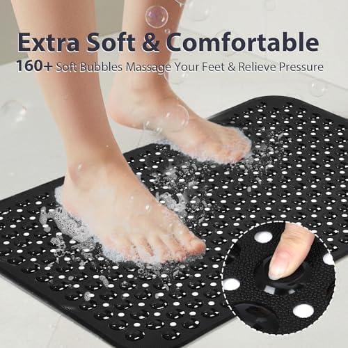 Non Slip Bathtub Mat Bath Shower Mat Black 17"x30" Standard Size - Image 6
