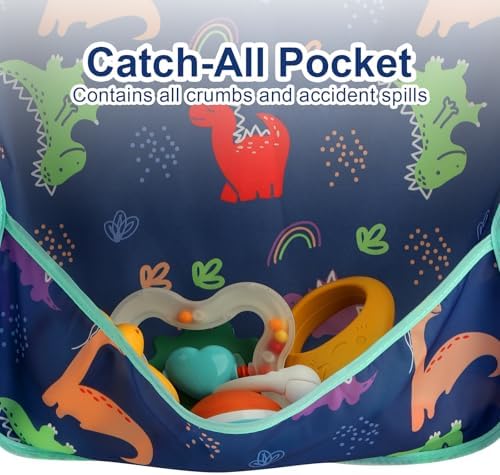 Accmor 5 Pack Long Sleeve Bibs, Baby Smock Waterproof Sleeved Bib Smock - Image 4
