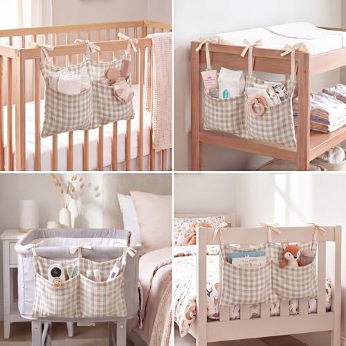 Gingham Crib Hanging Organizer Gingham Diaper Bag Organizer Playpen Organizers - Image 5