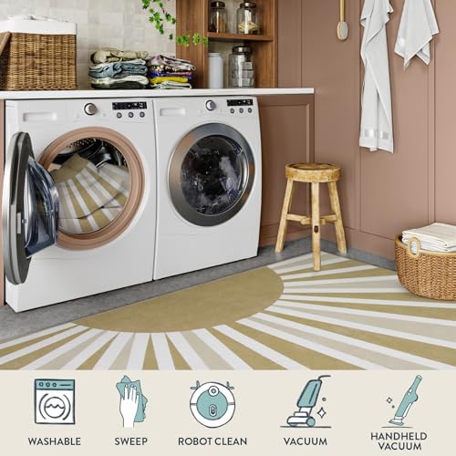 Lahome Khaki Rainbow Sun Washable Area Rug 9x12 - Image 3