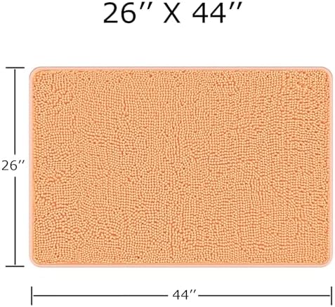 Yeaban Chenille Peach Bathroom Rug 26"x44", Non-Slip Rubber Backing - Image 2
