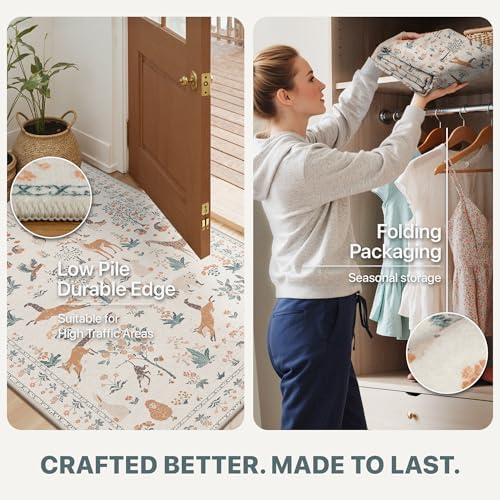 BESBLEE 2X10 Washable Kitchen Runner Rug, Animal Non Slip - Image 7